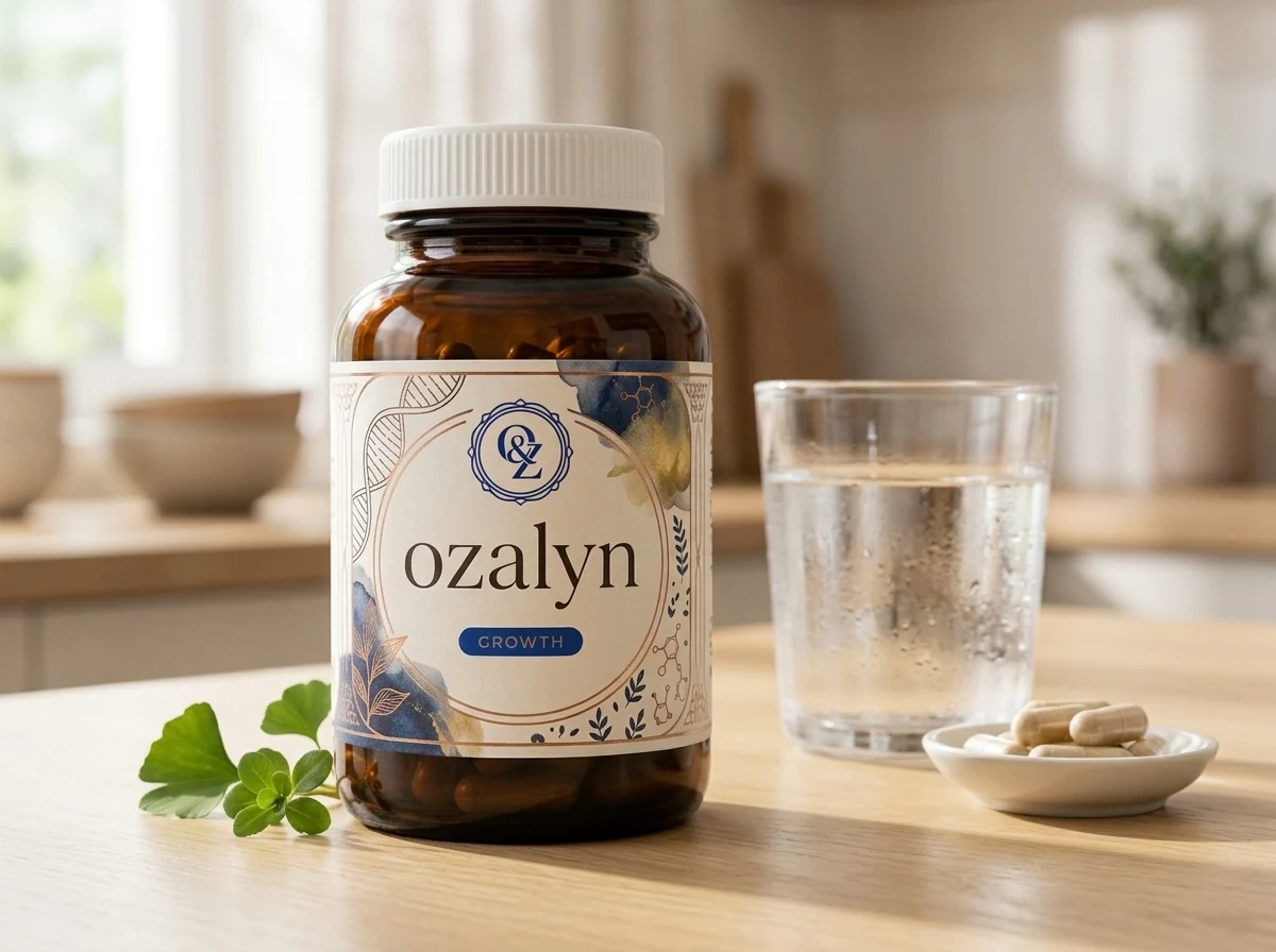 Ozalyn-purkki botanististen raaka-aineiden vieressä